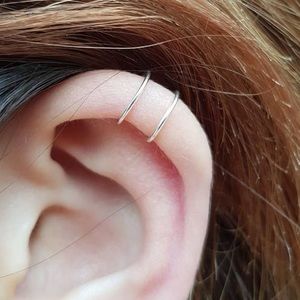 3 pieces of 8mm silver hoop earring/ ear cuff